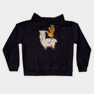 Funny Monkey Riding on Llama Cute Monkeying Around Kids Hoodie